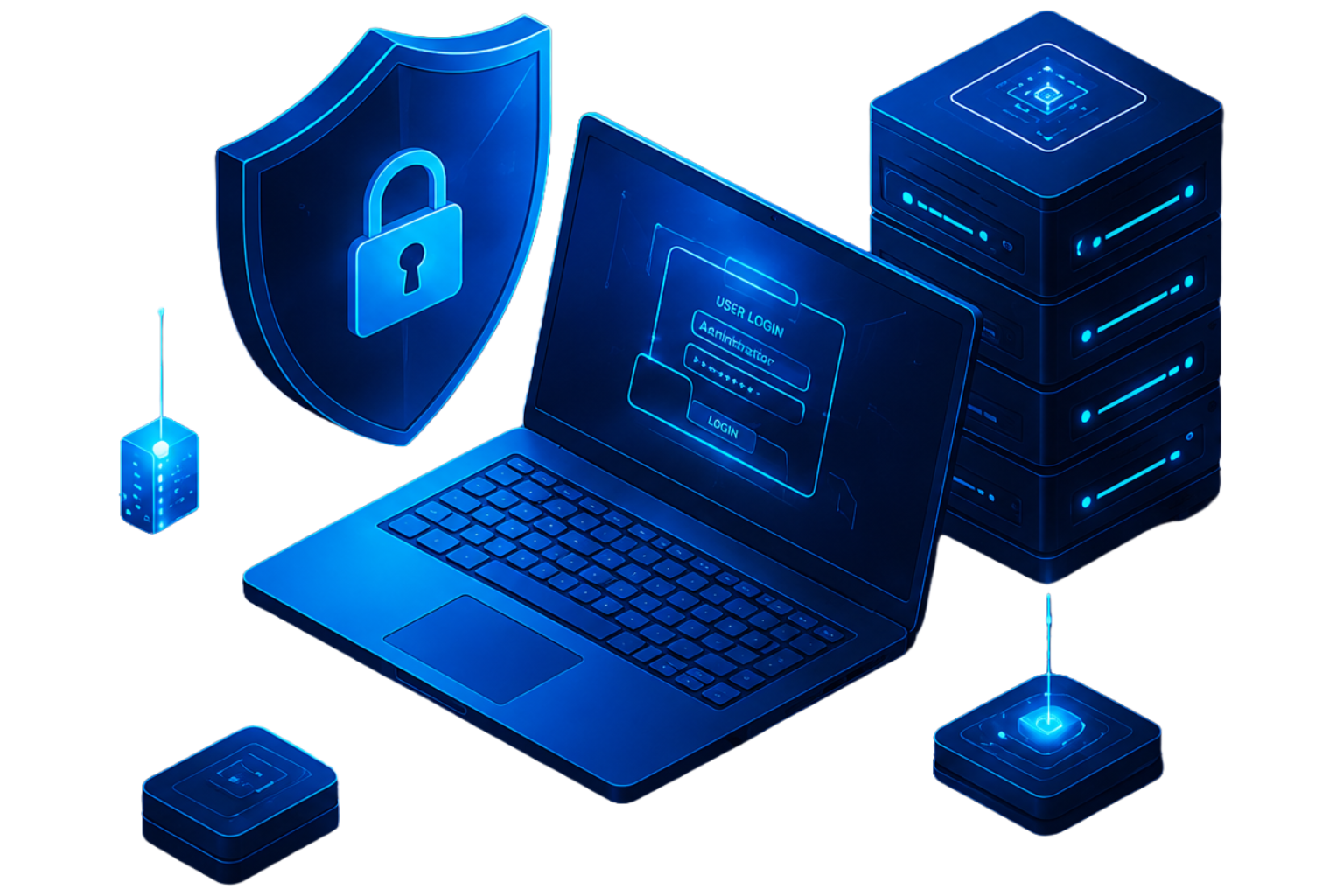 Cybersecurity and business technology illustration